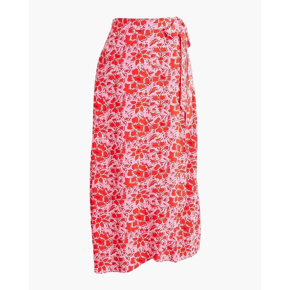 NWT J.Crew Wrap Midi Skirt Azalea Belvedere Red Size Small - Picture 1 of 6